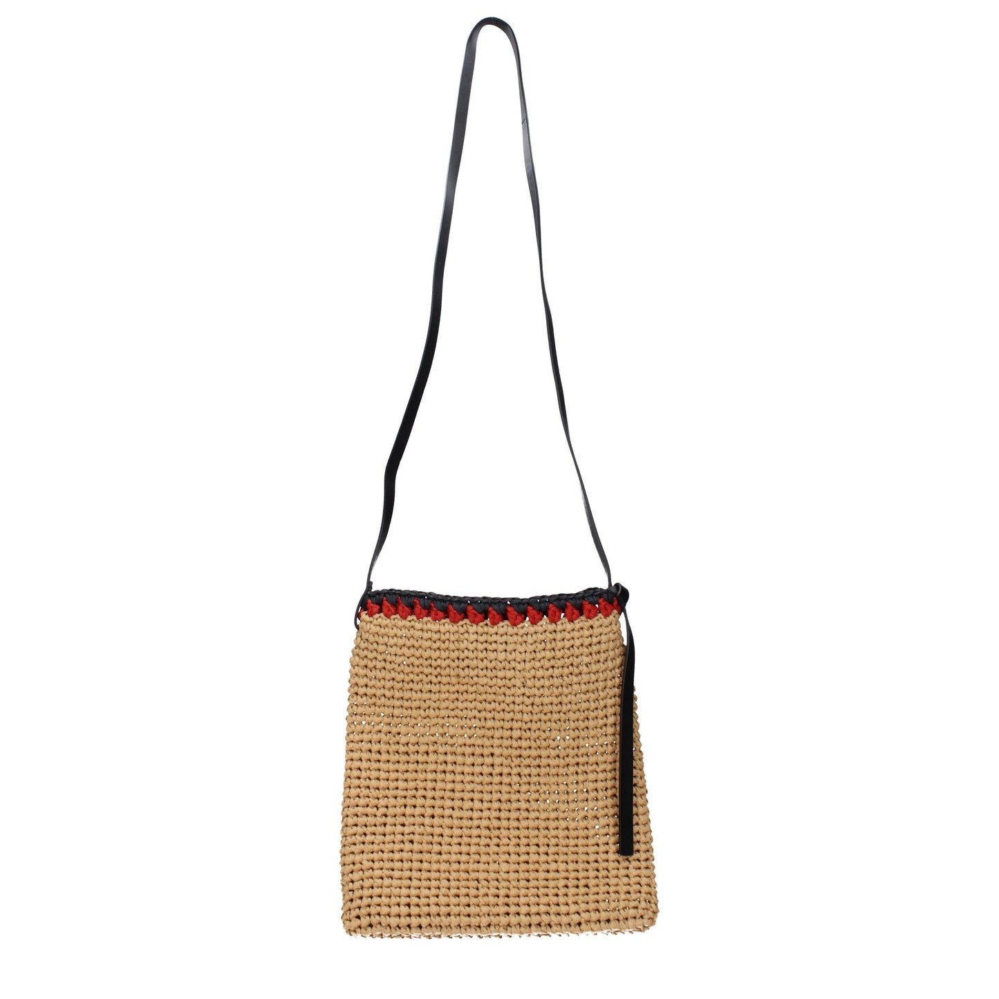 Jil Sander beige raffia crossbody tas Jil Sander