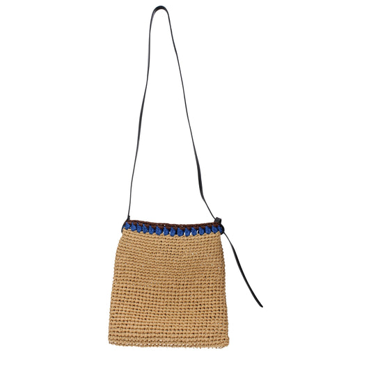 Jil Sander beige raffia crossbody tas Jil Sander