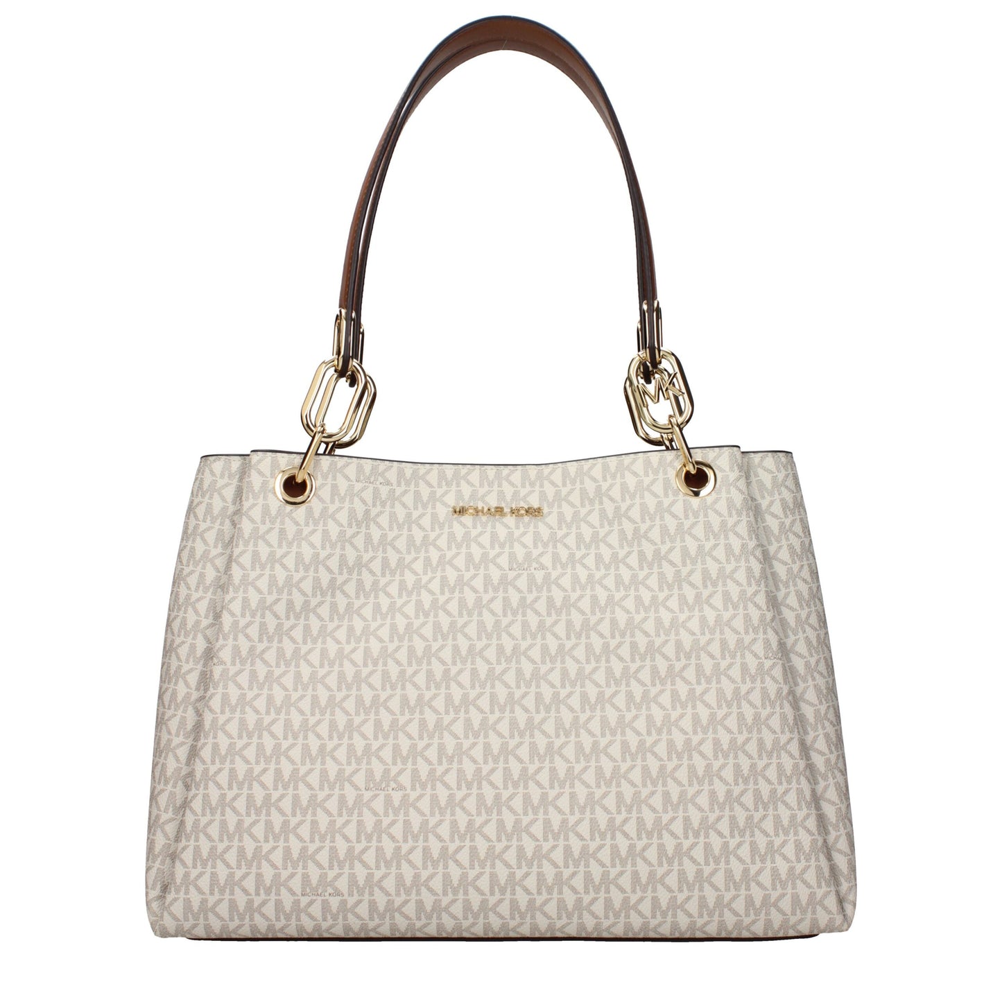 Michael Kors beige stoffen schoudertas Michael Kors