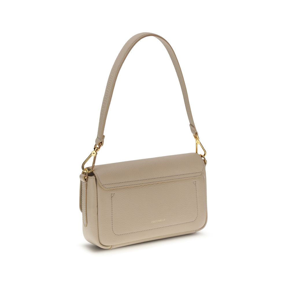 Coccinelle Beige Calf Leather Bos Taurus Shoulder Bag Coccinelle
