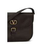 Valentino Garavani Brown Calf Leather Bos Taurus Shoulder Bag Valentino Garavani