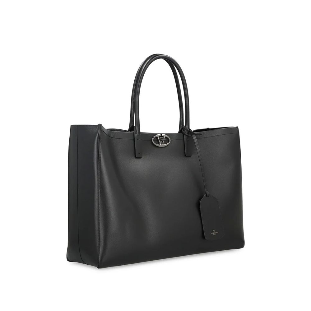 Valentino Garavani Black Calfskin Tote Bag Valentino Garavani