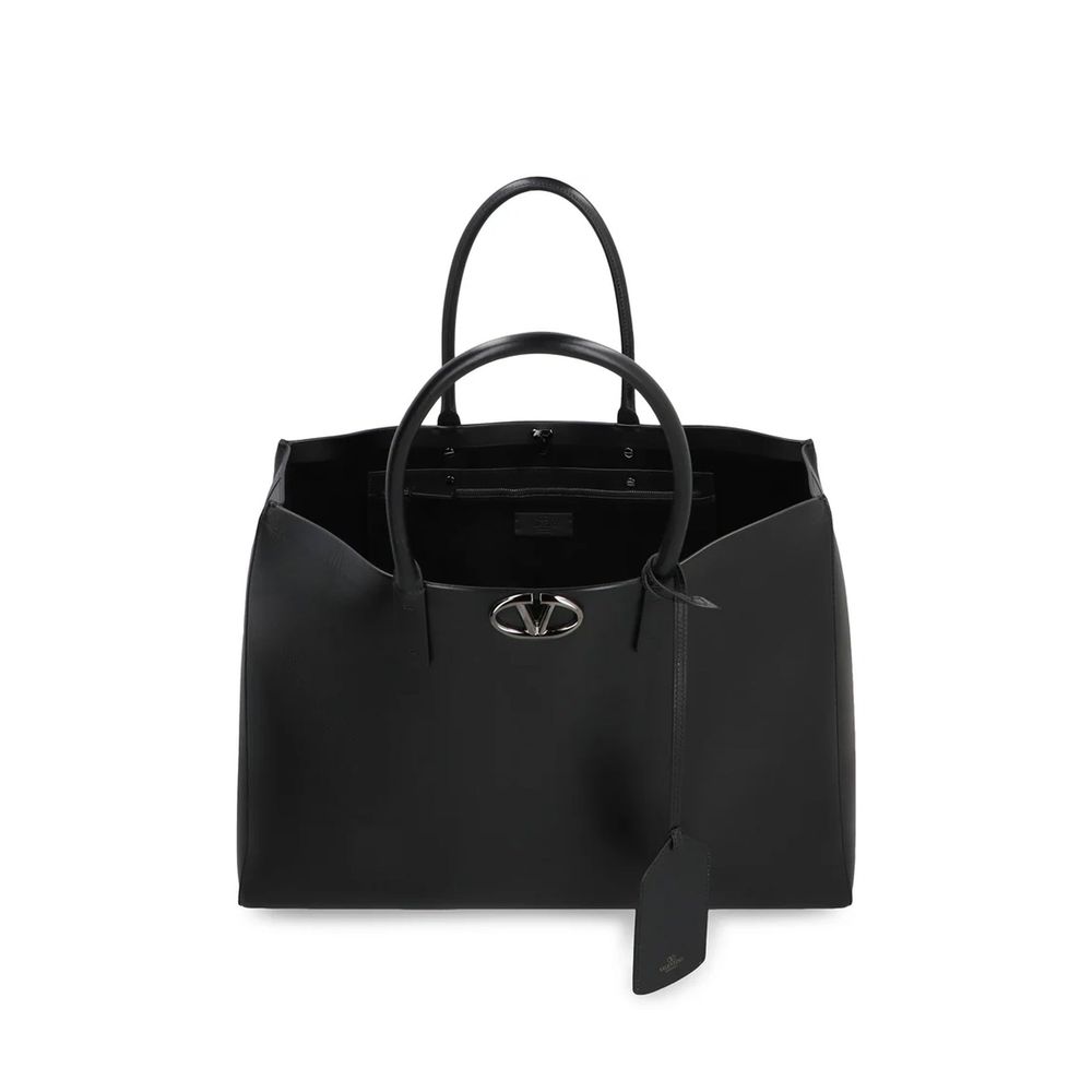 Valentino Garavani Black Calfskin Tote Bag Valentino Garavani