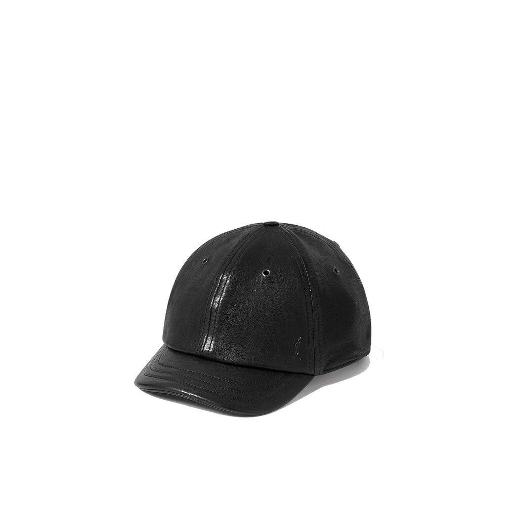 Saint Laurent Black Lamb Leather Cap (Baseball Hat) Saint Laurent