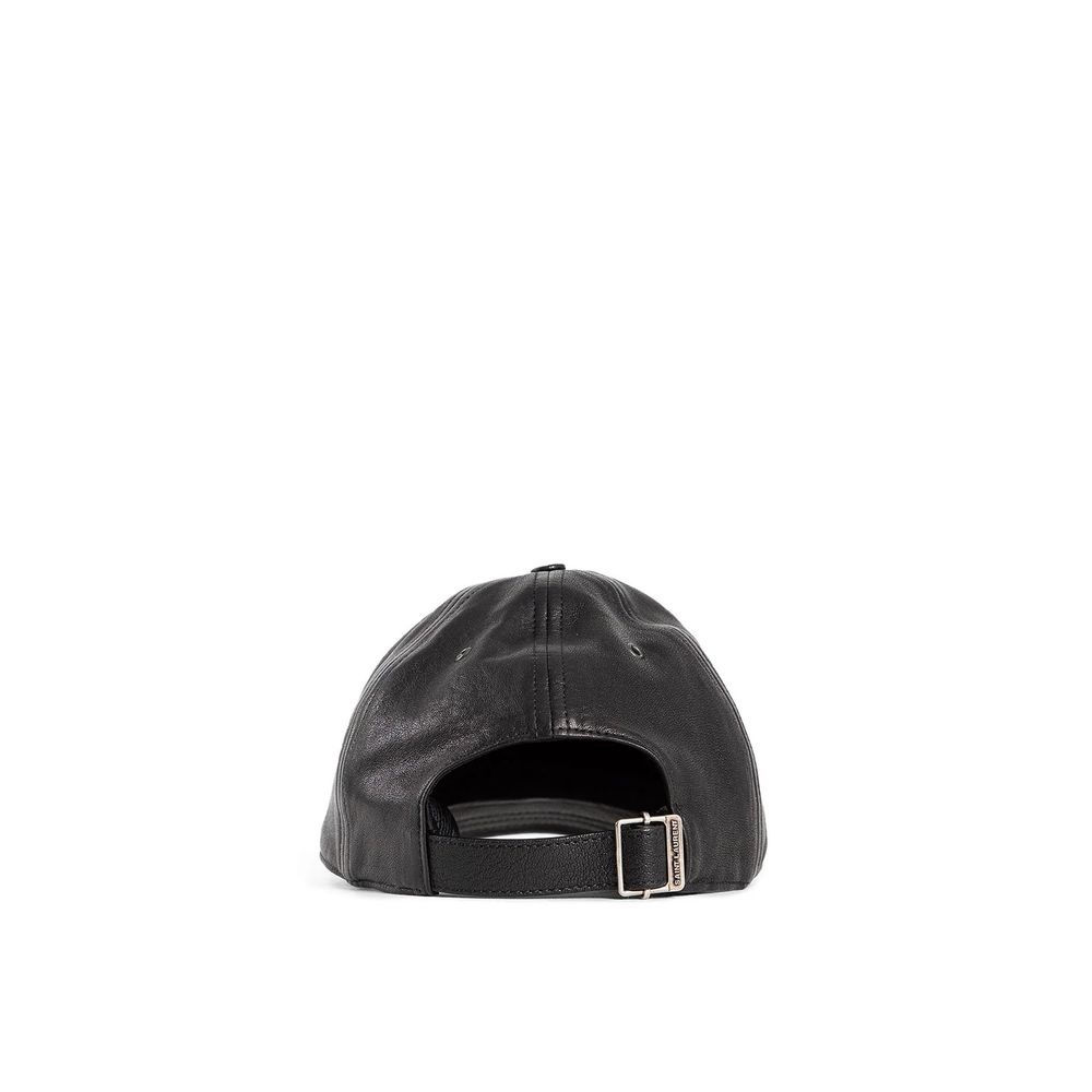 Saint Laurent Black Lamb Leather Cap (Baseball Hat) Saint Laurent