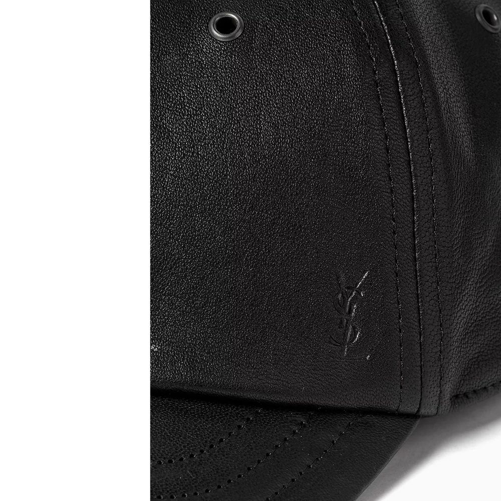 Saint Laurent Black Lamb Leather Cap (Baseball Hat) Saint Laurent