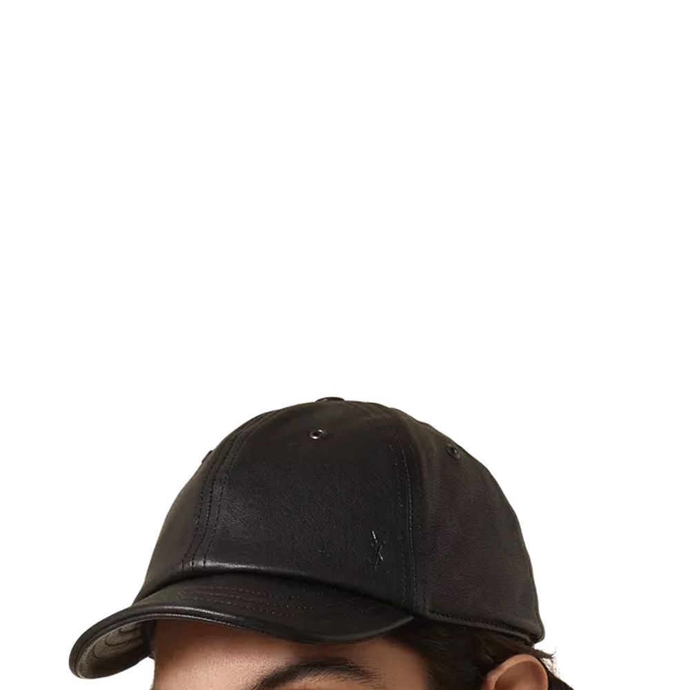 Saint Laurent Black Lamb Leather Cap (Baseball Hat) Saint Laurent