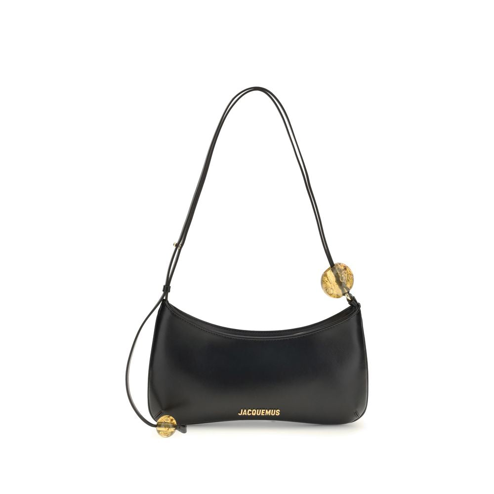 Jacquemus Bisou Perle shoulder bag in black calfskin
