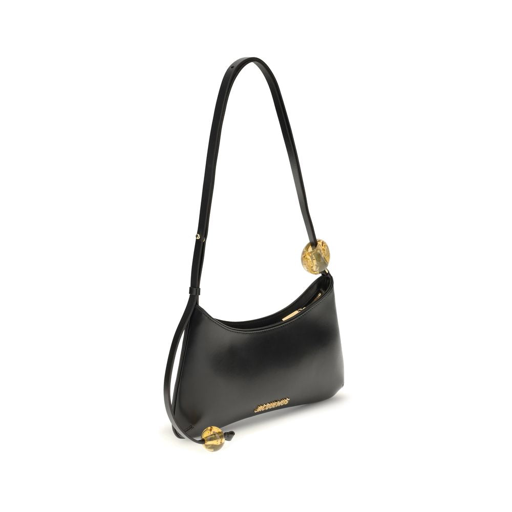 Jacquemus Bisou Perle shoulder bag in black calfskin