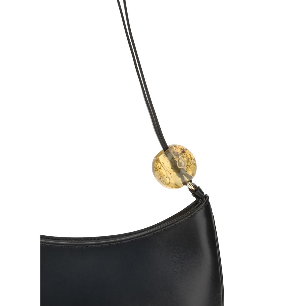 Jacquemus Bisou Perle shoulder bag in black calfskin
