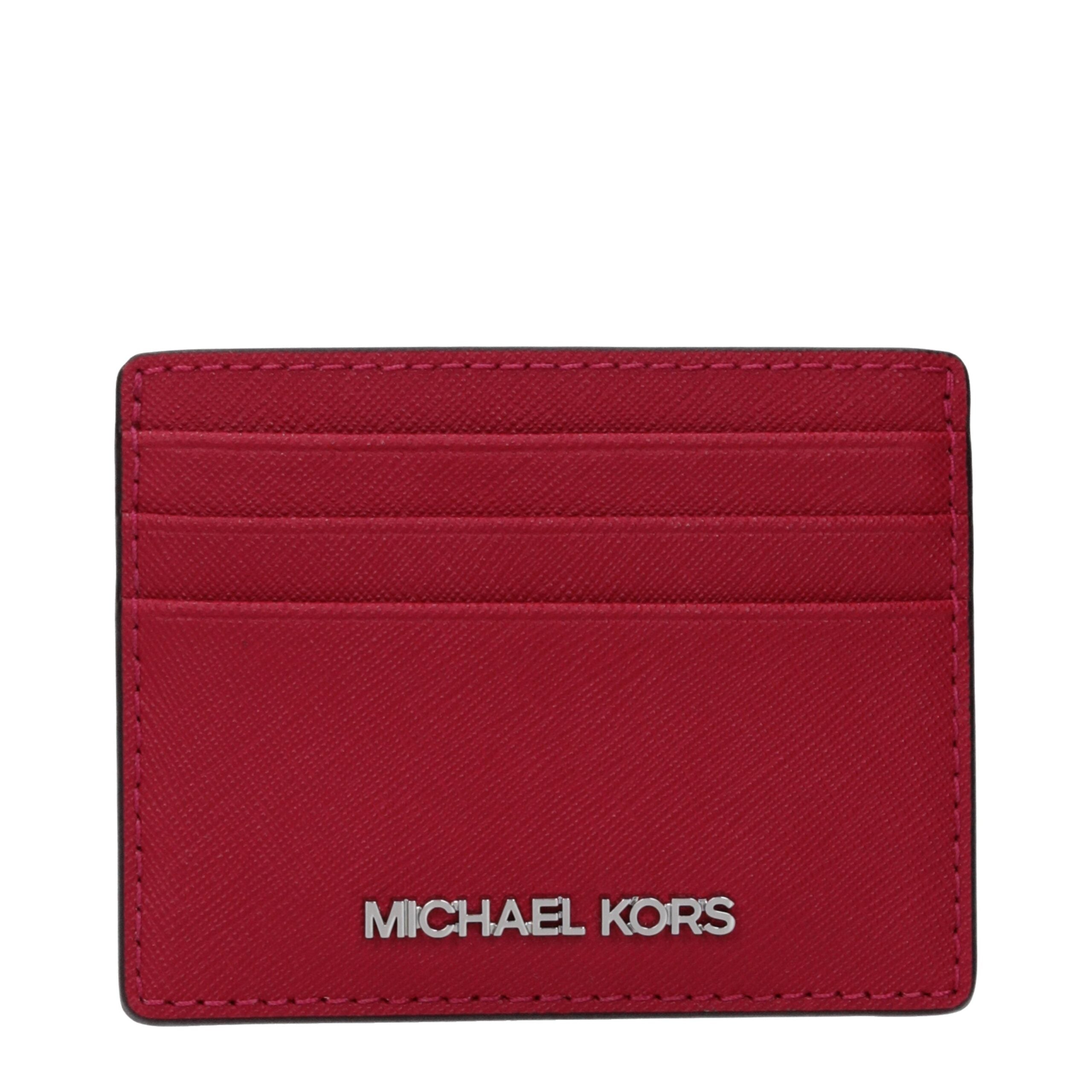Michael Kors kaarthouder in rood leer Michael Kors