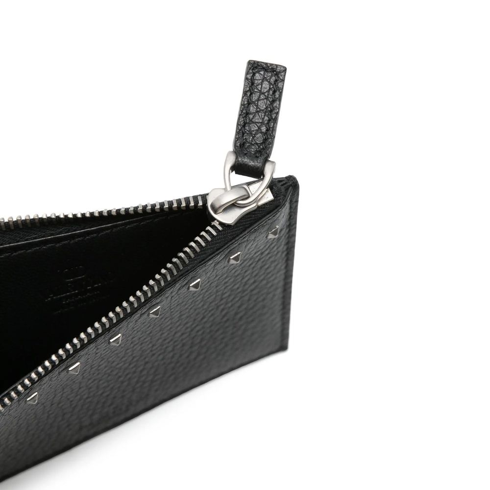 Valentino Garavani Black Calfskin Cardholder Valentino Garavani