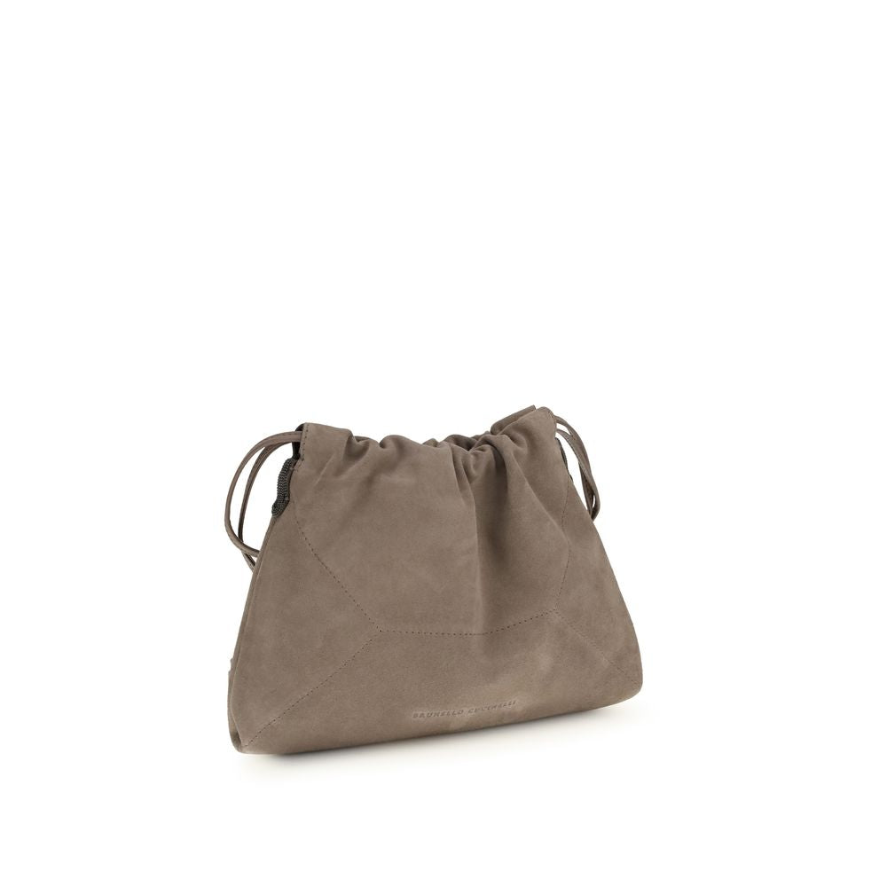 Brunello Cucinelli Beige Calf Leather Bos Taurus Shoulder Bag Brunello Cucinelli