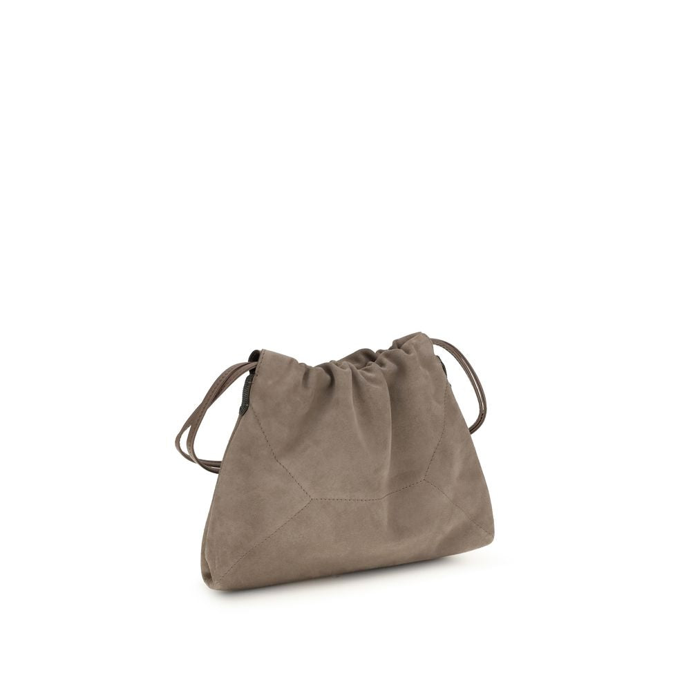 Brunello Cucinelli Beige Calf Leather Bos Taurus Shoulder Bag Brunello Cucinelli