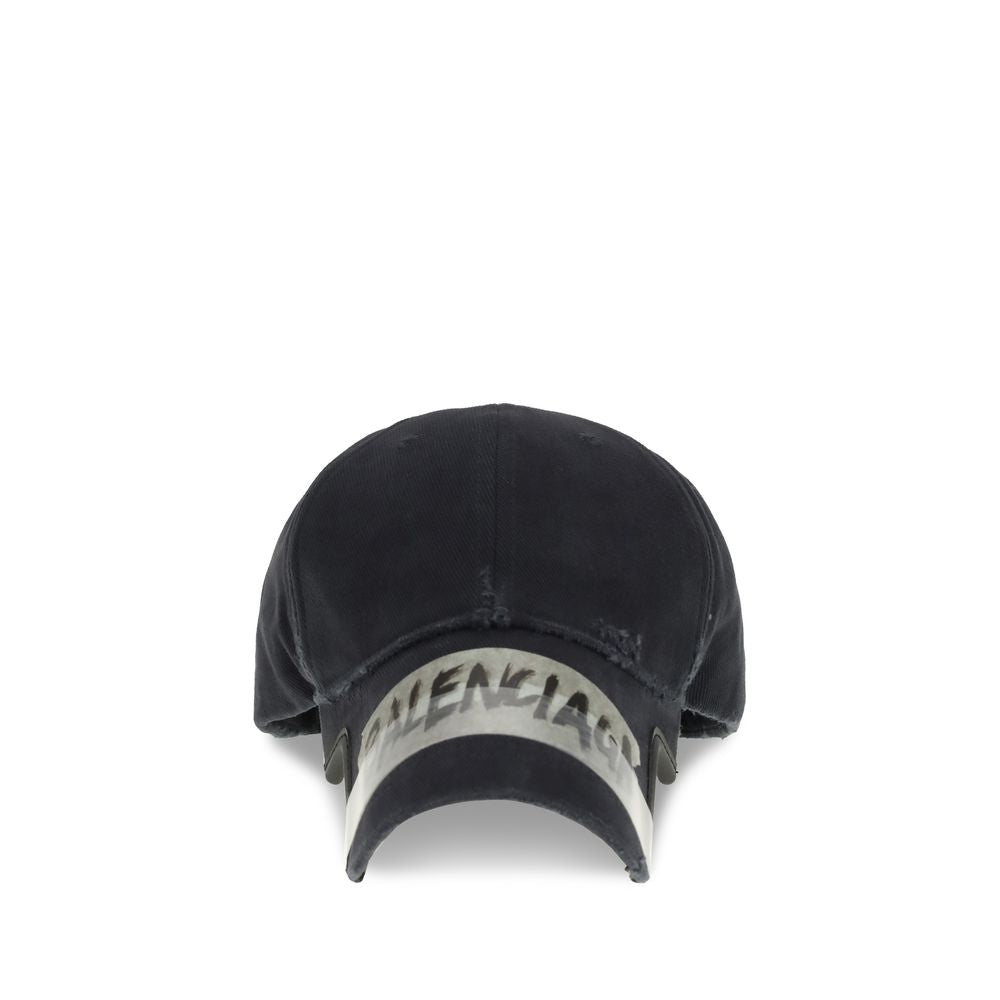 Balenciaga Black Cotton Cap (Baseball Hat) Balenciaga