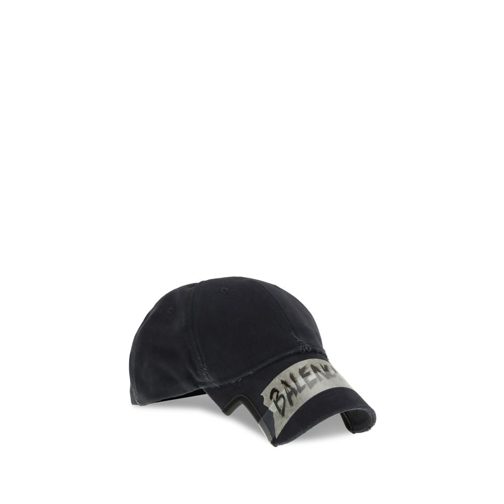 Balenciaga Black Cotton Cap (Baseball Hat) Balenciaga