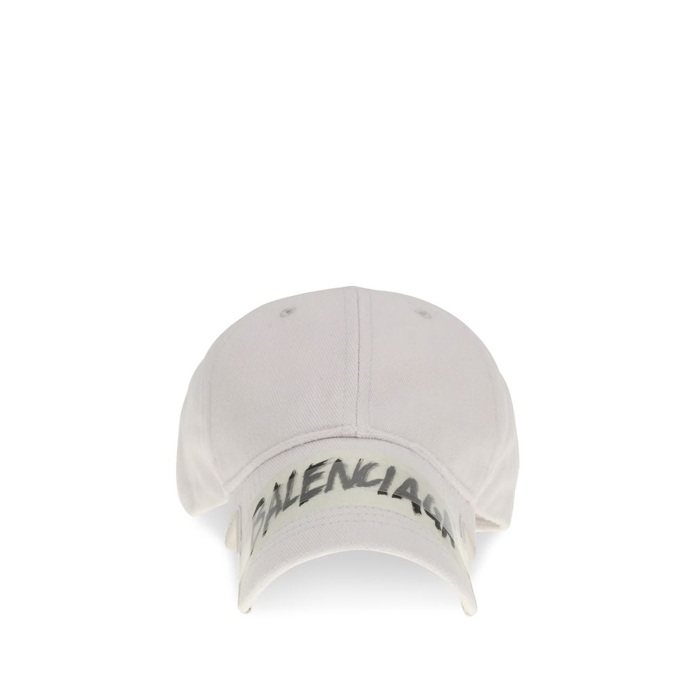 Balenciaga White Cotton Cap (Baseball Hat) Balenciaga