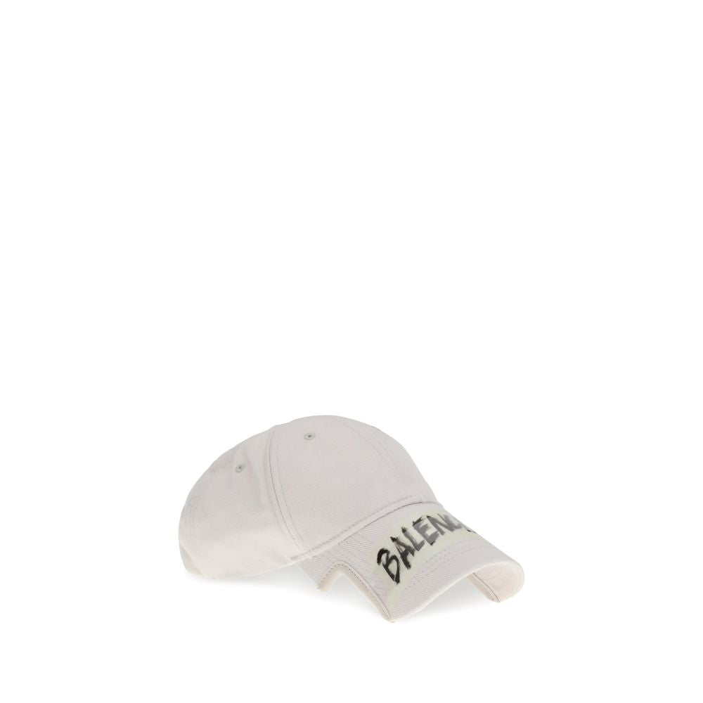 Balenciaga White Cotton Cap (Baseball Hat) Balenciaga