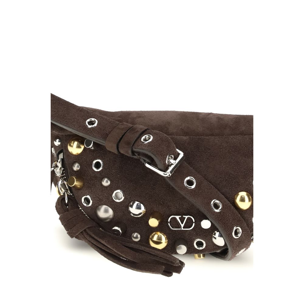 Valentino Garavani Brown Calf Leather Bos Taurus Shoulder Bag Valentino Garavani