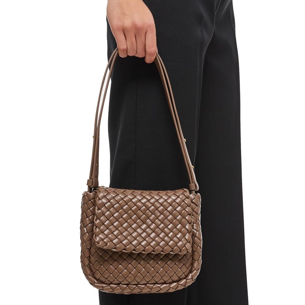 Bottega Veneta schoudertas in bruin lamsleer Bottega Veneta