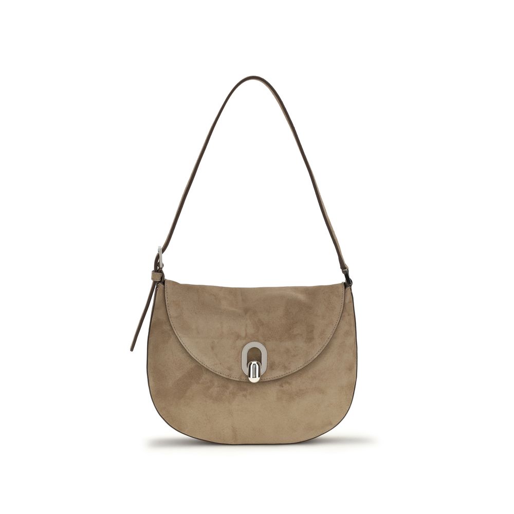 Savette Round Hobo schoudertas in beige kalfsleer Savette