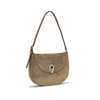 Savette Round Hobo schoudertas in beige kalfsleer Savette