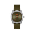 Hugo Boss dress watch met grijze stalen kast en groene band