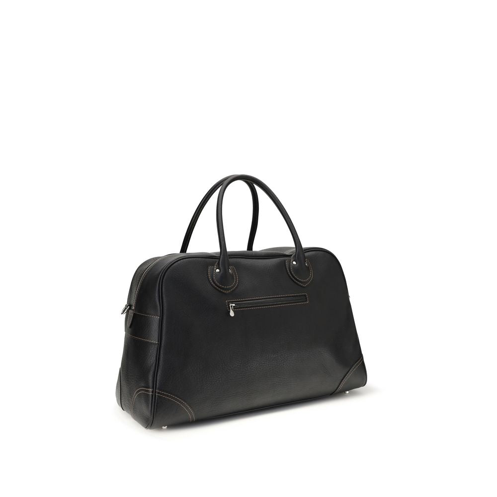 Brunello Cucinelli Weekender schoudertas in zwart kalfsleer