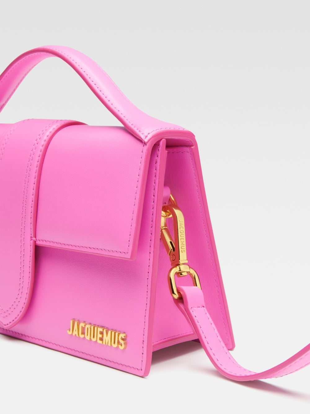 Jacquemus Neon Pink Leather Le Grand Bambino Handbag Jacquemus