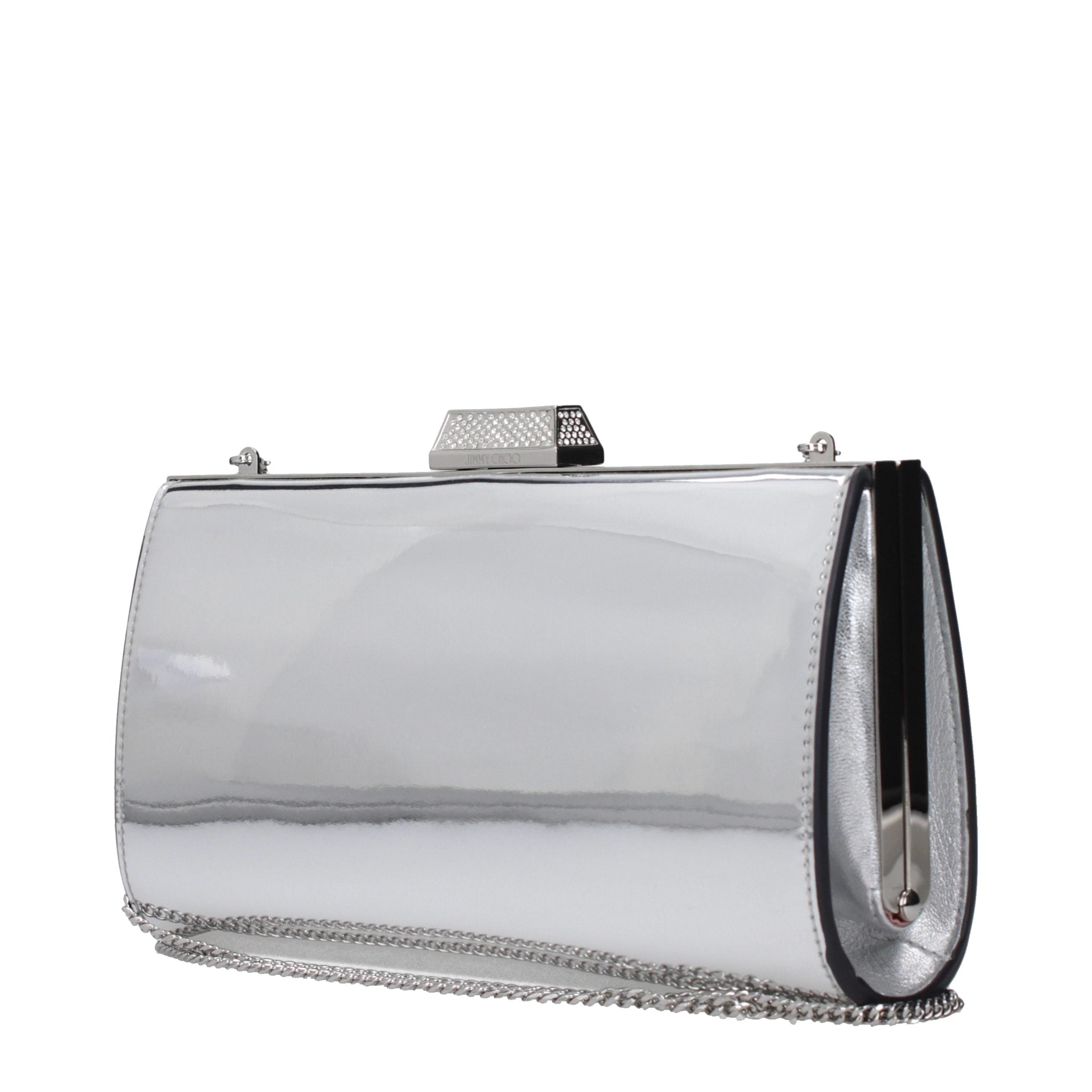 Jimmy Choo clutch van zilverkleurig leer Jimmy Choo