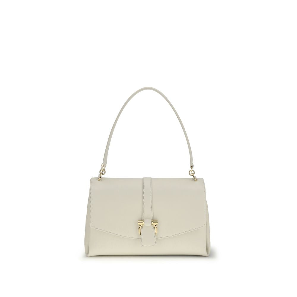 Ferragamo White Calf Leather Bos Taurus Shoulder Bag Ferragamo