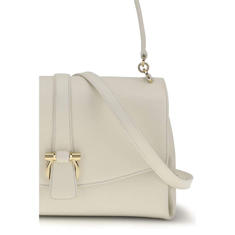 Ferragamo White Calf Leather Bos Taurus Shoulder Bag Ferragamo