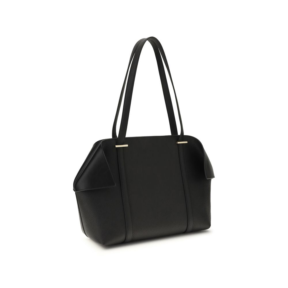 Ferragamo Black Calf Leather Bos Taurus Shoulder Bag Ferragamo