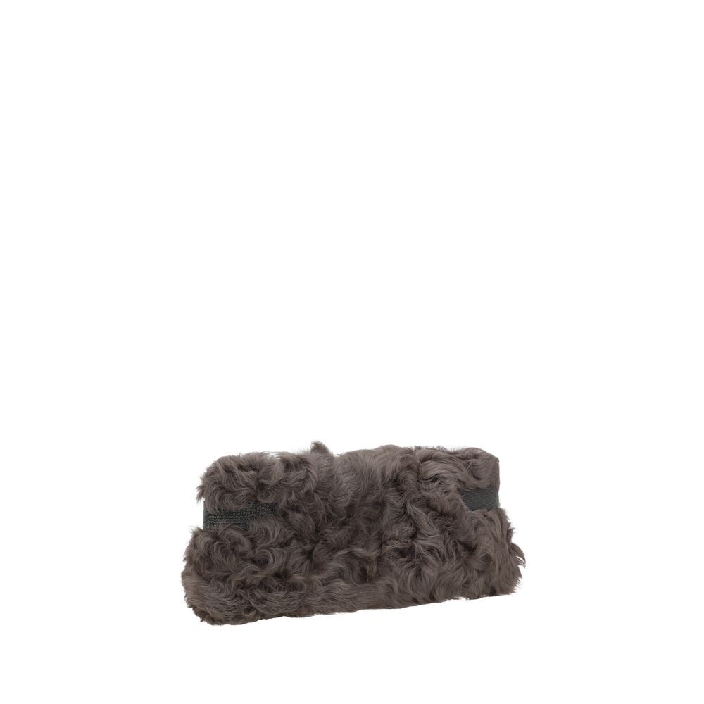 Brunello Cucinelli Brown Fur Clutch Bag Brunello Cucinelli
