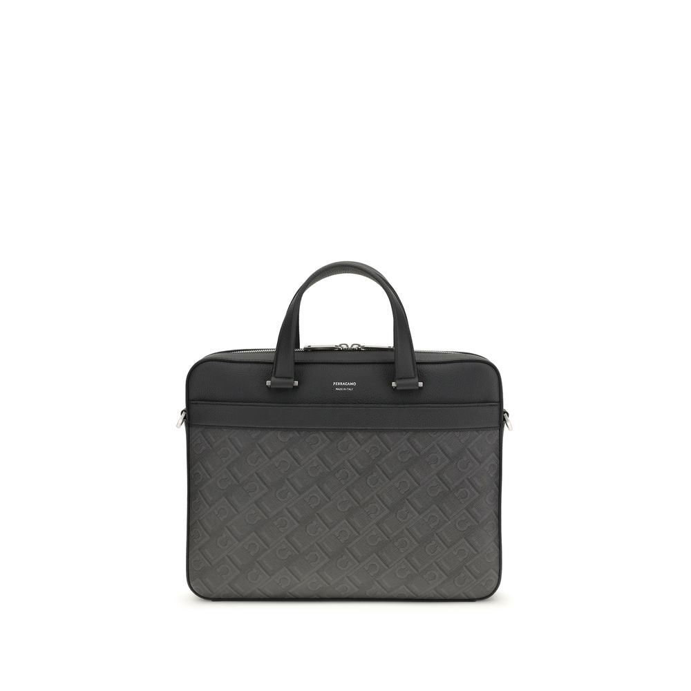 Ferragamo Gray Calf Leather Bos Taurus Briefcase Ferragamo
