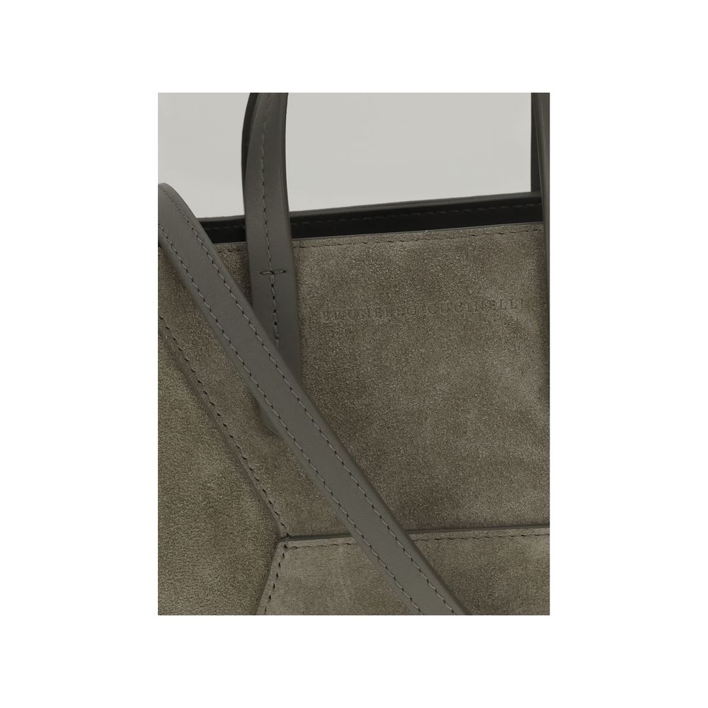 Brunello Cucinelli Brown Calf Leather Bos Taurus Shoulder Bag Brunello Cucinelli