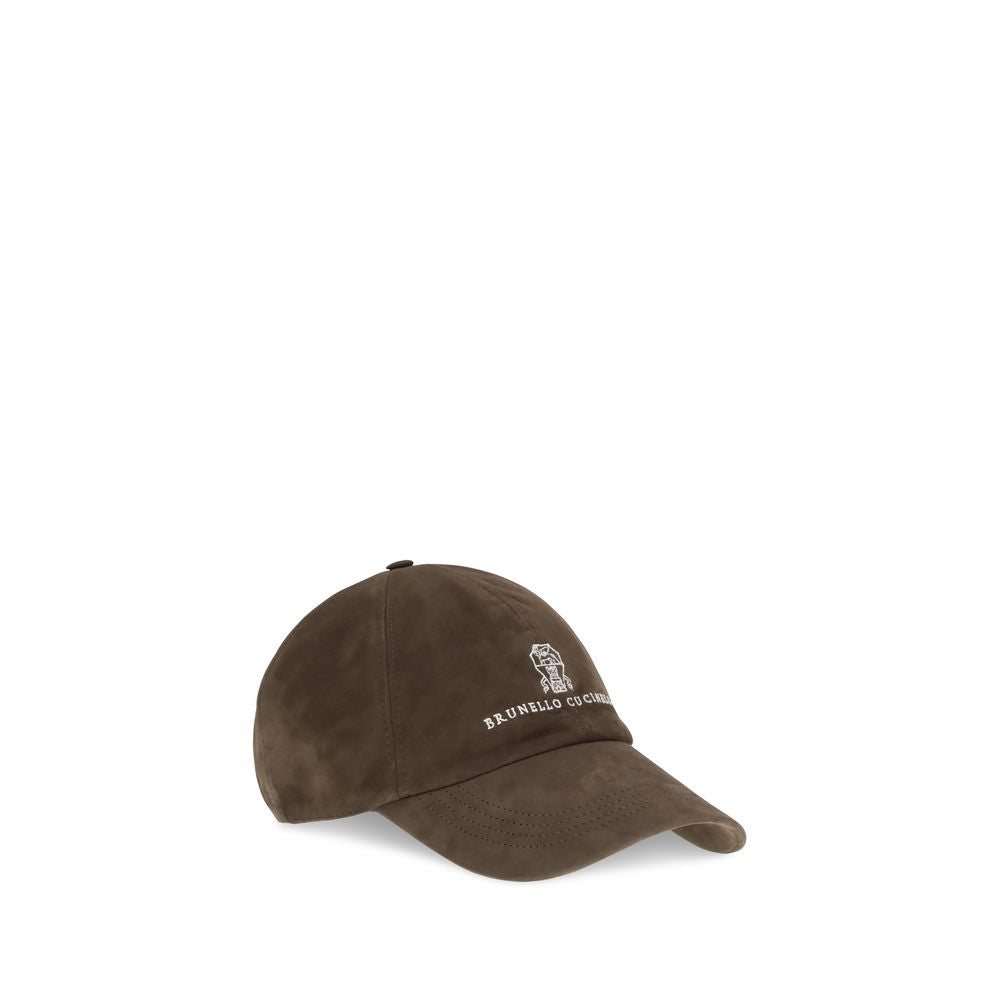 Brunello Cucinelli Brown Calf Leather Bos Taurus Cap (Baseball Hat) Brunello Cucinelli