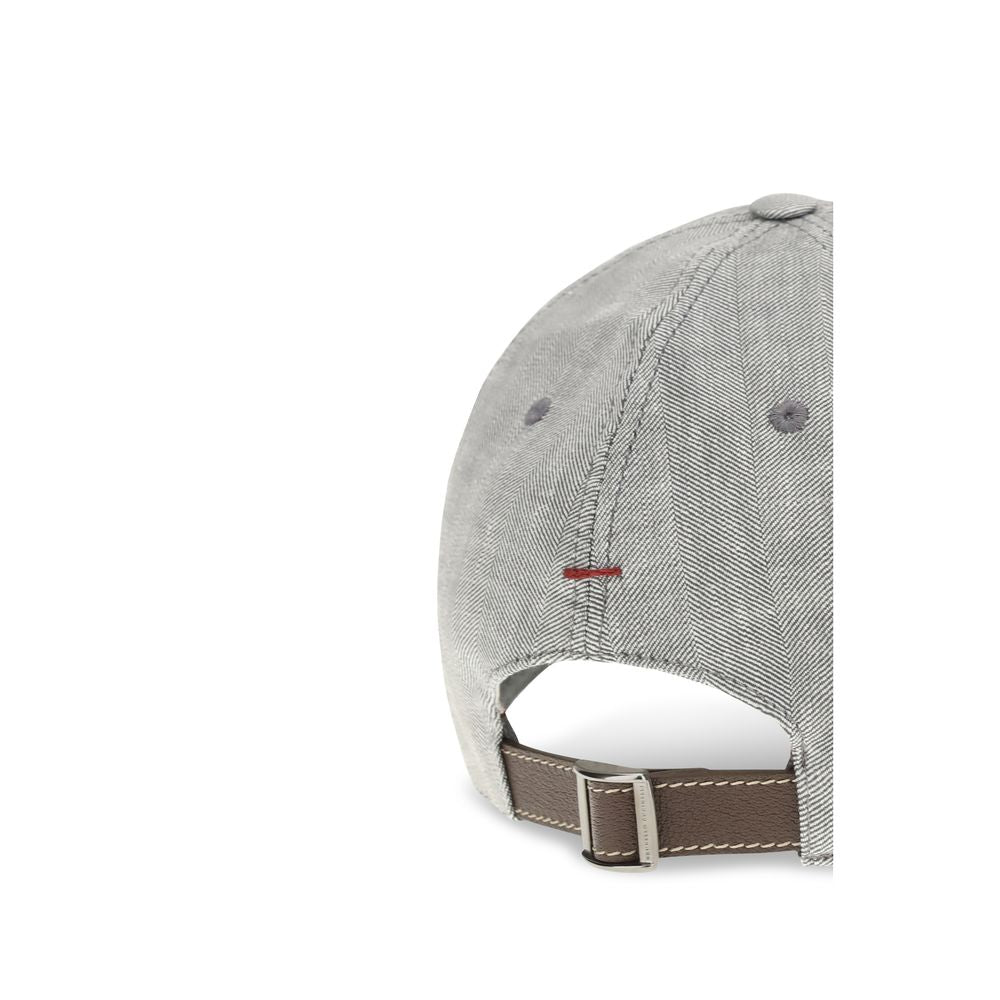 Brunello Cucinelli Gray Linen Cap (Baseball Hat) Brunello Cucinelli