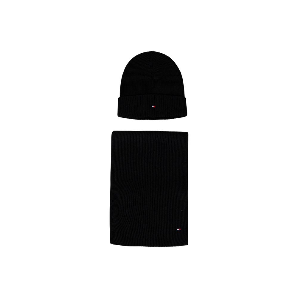 Tommy Hilfiger Black Cotton Beanie Tommy Hilfiger