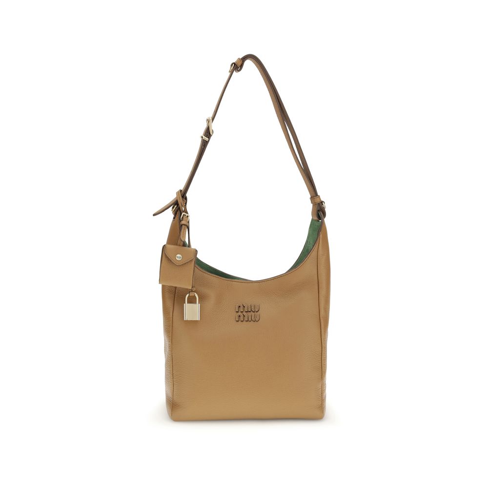 Miu Miu Beige Calf Leather Bos Taurus Backet Bag Miu Miu