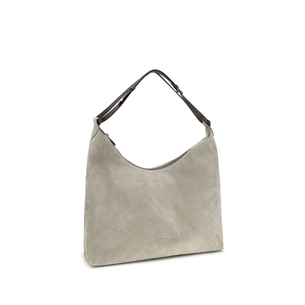 Brunello Cucinelli Gray Calf Leather Bos Taurus Handbag Brunello Cucinelli