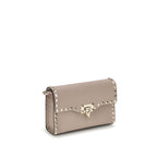 Valentino Garavani Beige Calf Leather Bos Taurus Shoulder Bag Valentino Garavani