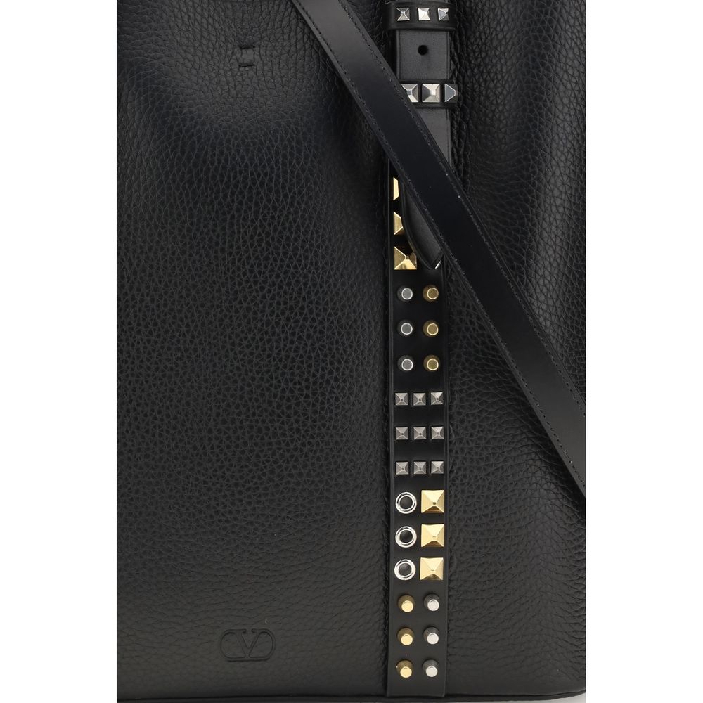 Valentino Garavani Black Calf Leather Bos Taurus Shoulder Bag Valentino Garavani