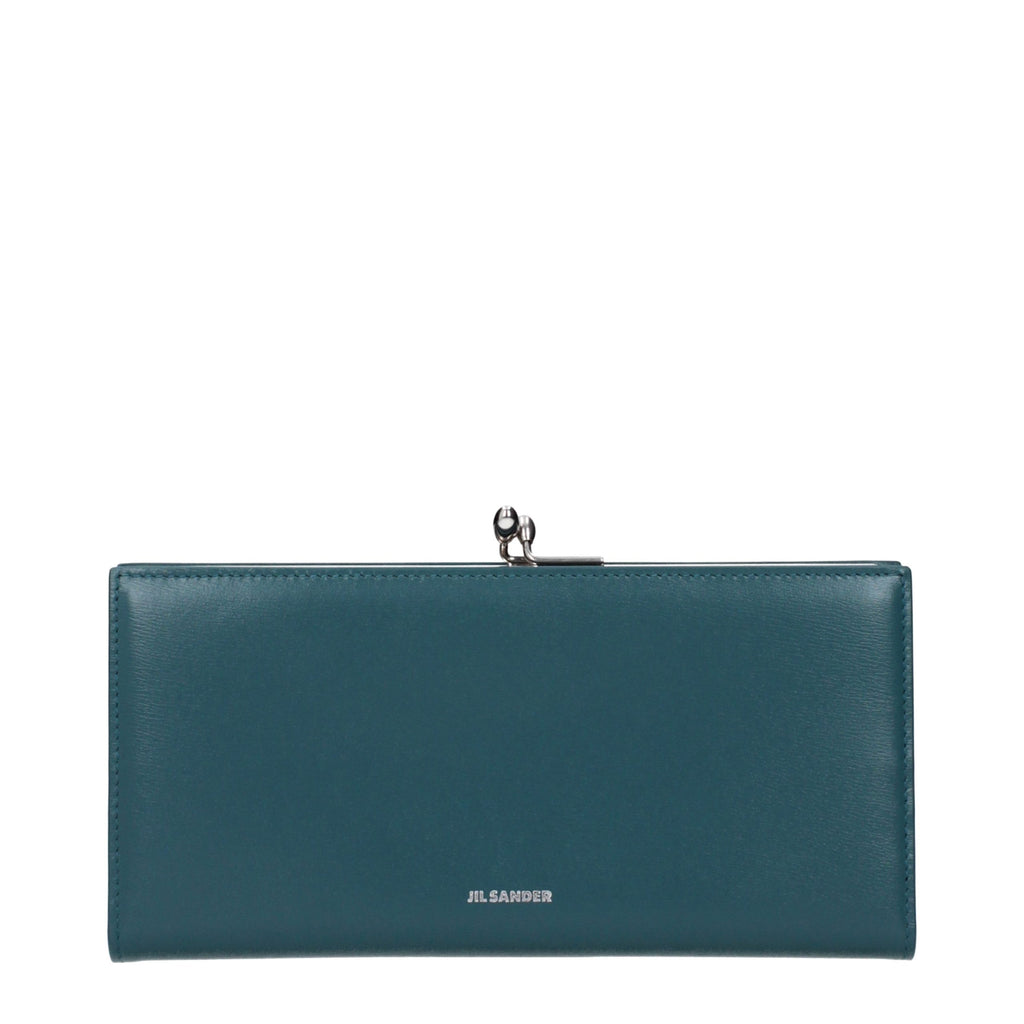 Jil Sander Blue Leather Wallet Jil Sander