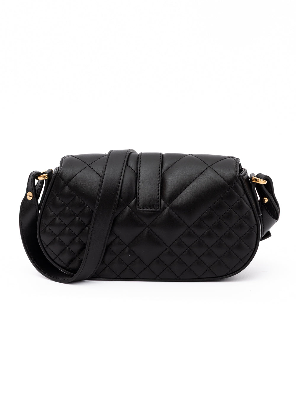 Versace Black Leather Quilted Shoulder Strap Bag Versace