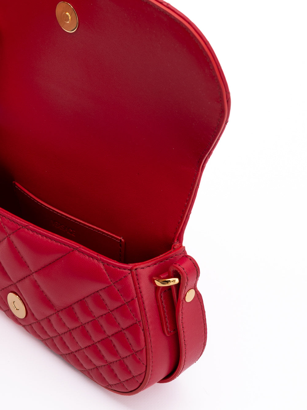 Versace Red Leather Quilted Shoulder Strap Bag Versace