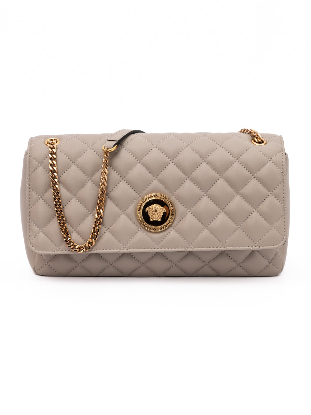 Versace Taupe Quilted Leather Shoulder Strap Bag Versace