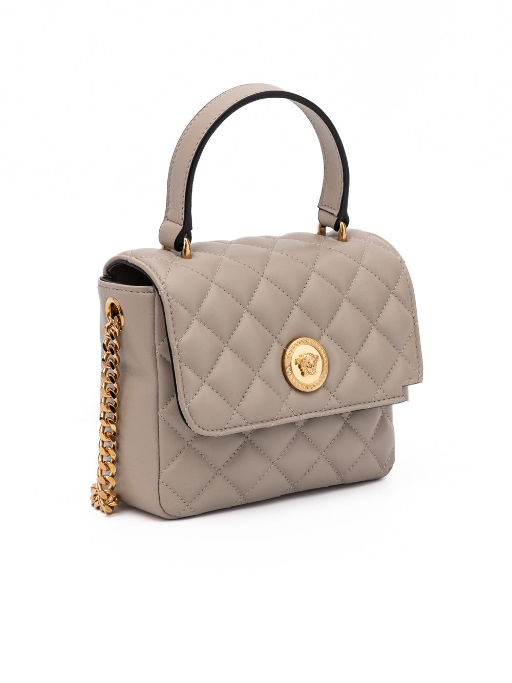 Versace Taupe Quilted Leather Handbag Versace