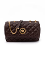 Versace Brown Quilted Leather Shoulder Strap Bag Versace