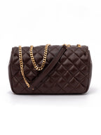 Versace Brown Quilted Leather Shoulder Strap Bag Versace